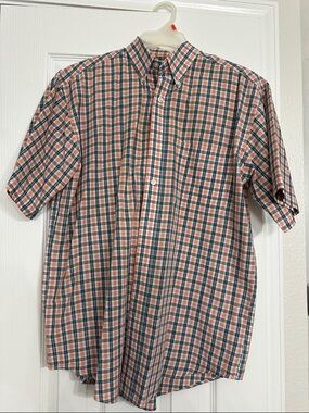 Wrangler Riata Short-Sleeve Plaid Button-Down Shirt - Coral & Teal